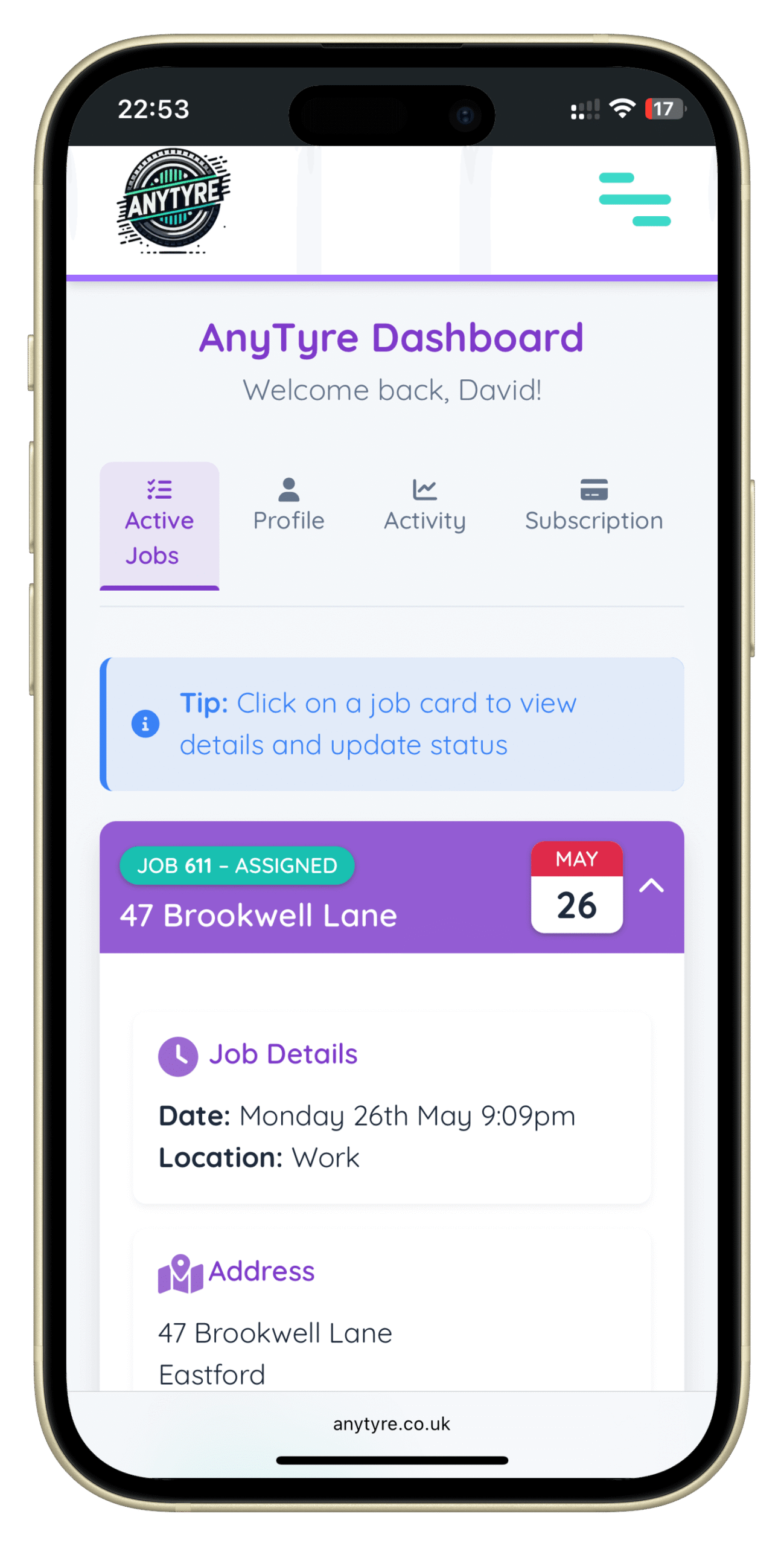 Mobile app screenshot