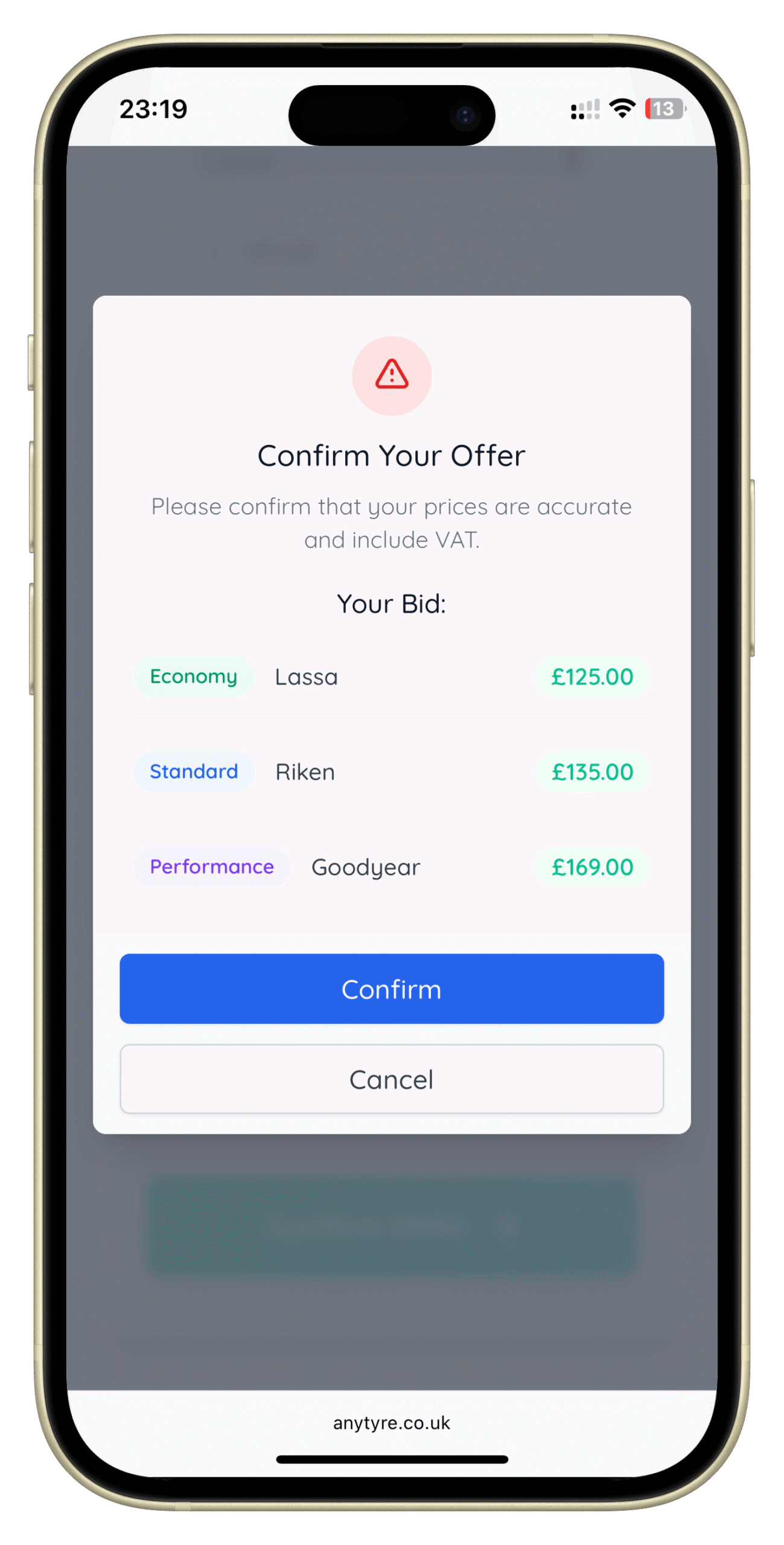 Mobile app screenshot