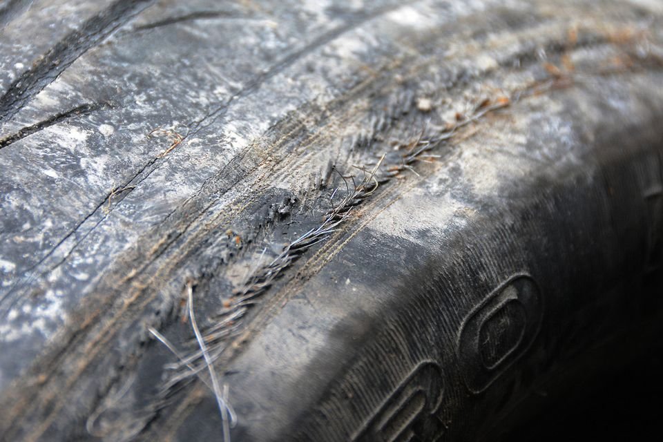 Bald tyre with no tread